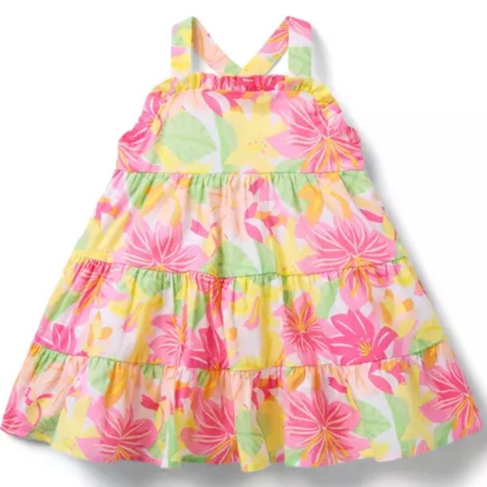 Janie and Jack Pink and Yellow Ruffled Sundress 0-3 Months